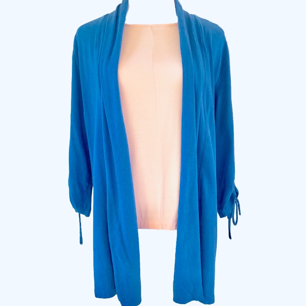MJ COLLECTION Blue Open Front Cardigan